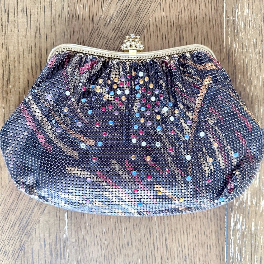 Whiting & Davis Elegant Multicolor Clutch Bag Vintage with coin purse.